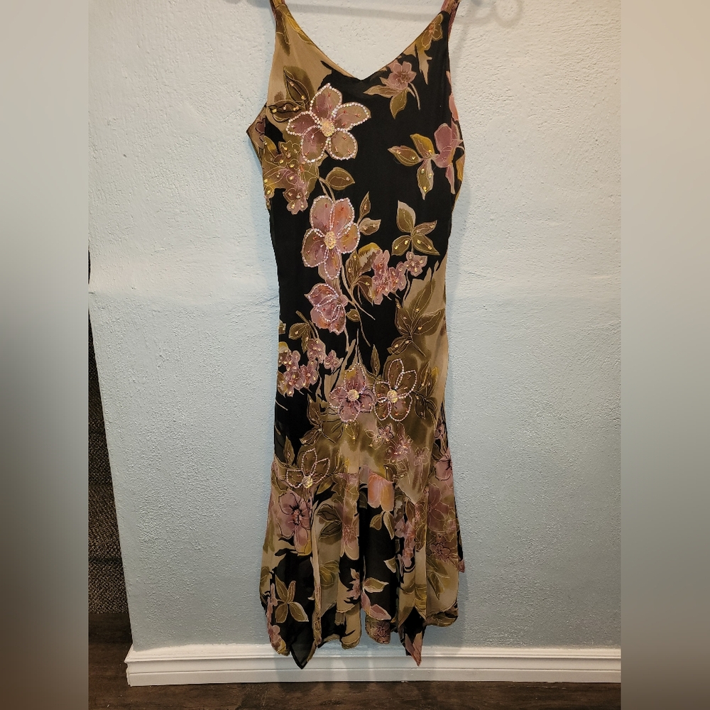 Floral Black and Pink Women's Dress